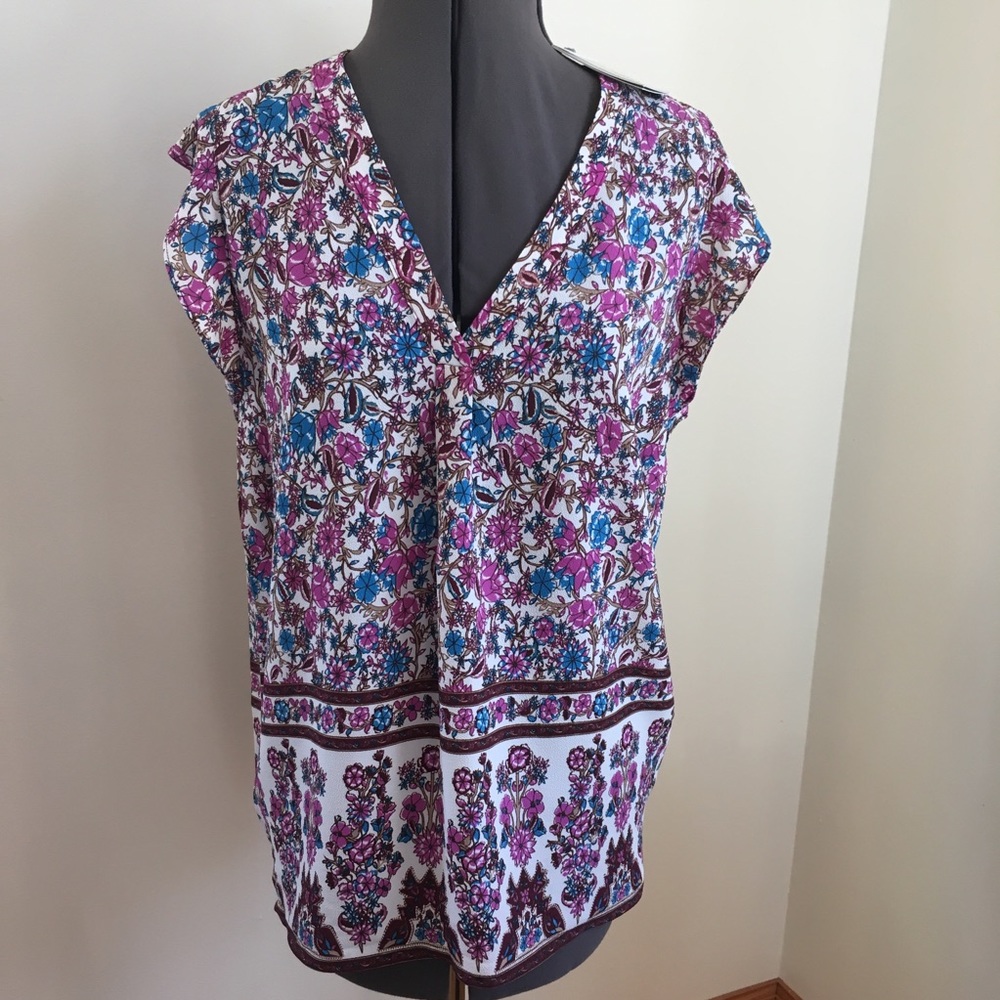 Dalia flowered chiffon flutter sleeve blouse